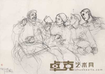 程十发 学毛选 镜心 77×107.5cm